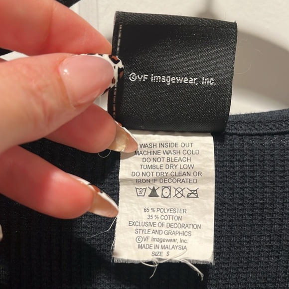 Vintage Harley Davidson Long Steve ribbed waffle knit embroidered black Henley - Picture 5 of 11